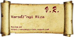 Varsányi Riza névjegykártya